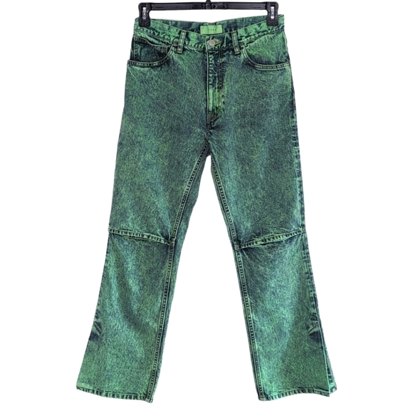 JieDa Jeans Slit Denim Pants Chemical Mint Green Made in Japan Size 1 - Picture 1 of 16